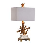 OUYUE Lampe de Chevet Décoration Lampe De Table Chevet Carrée Cristal Corail Européen Décoratif Chambre Lumière Tissu Abat-Jour Bureau Salon Élégante Moderne(White,Dimming Switch)