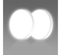 Ouyulong Plafonnier LED 18W 1620LM 6500K, Lampe Blanche IP44 Rond 23cm Pour Salle De Bain, Salon, Cuisine, Bureau - 2 Pièces