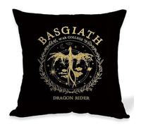 OUZ Fourth Wing Merch, Basgiath War College Housse de Coussin Double Face, Cadeau inspiré pour Dragon, Cadeau d'anniversaire, Remise de diplôme, décoration d'intérieur, 45,7 x 45,7 cm (Noir 02)