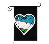 Ouzbékistan Drapeau ouzbek Cœur Drapeaux de jardin (12,5 x 18 pouces) - Bannière aux couleurs éclatantes pour décoration extérieure de jardin et de maison