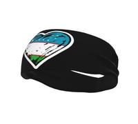 Ouzbékistan Drapeau Ouzbek Cœur Femme Homme Bandeau De Sport Antidérapant Bandeau Cheveux Large Serre Tete pour Fitness Football Tennis Basketball
