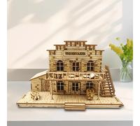 OUZEY Desert Oasis House Puzzle 3D, modèle de retraite de la nature en bois, maison de poupée artisanale de cabine de solitude DIY pour adultes MW-Desert cabin