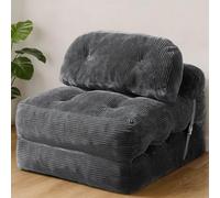 OUZHOU Canapé-lit pliable avec fonction lit, pouf confortable, convertible, avec coussin, en velours côtelé, pour salon, chambre à coucher