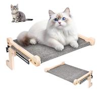 OUZHOU Hamac pour chat avec bois massif, plaque en acier et tissu polyester, lit pour grand chat jusqu'à 40 kg, lit pour chat stable