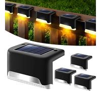 OUZHOU Lot de 4 lampes solaires pour clôture, extérieur, étanchéité IP65, éclairage de jardin pour terrasse, escalier, clôture, balustrade, allée, mur, jardin, cour (guerre)