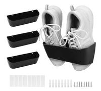 OUZHOU Lot de 4 supports muraux à chaussures pour camping-car, autocollants ou perçages, installation de 2 façons, accessoires de caravane à suspendre pour chaussures et pantoufles (noir)