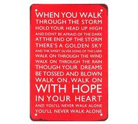 OUZHOU Plaque en métal décorative en métal avec inscription « Liverpool Football Club Chant, You'll Never Walk Alone »