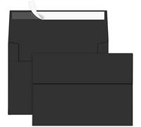 Ouzoustate Lot de 100 enveloppes A7 avec fermeture autocollante pour cartes cadeaux de 12,7 x 17,8 cm, invitations, mariages, fêtes prénatales, fêtes, bureau (noir)