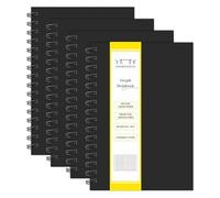 Ouzoustate Lot de 4 carnets à spirale en papier graphique A5 à couverture rigide pour prise de notes, ingénierie, graphique, travail, fournitures scolaires, 160 pages, 100 g/m², noir