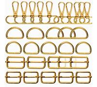 OUZRTG Paquet de 30 Anneau en D en métal Boucles Tri-Glide Mousquetons pivotants Boucle coulissante pour la couture de sacs BRICOLAGE Sac À Main Faire de l'artisanat (25mm & 32mm, Or)