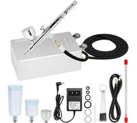 Ovaga 55PSI Kit Aérographe Portable, Set Aérographe Multi-Fonctions Double Action avec Compresseur pour Peinture, pour Décoration de Gâteau, Maquillage, Artisanat d'art, Ongles, Maquette