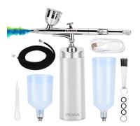 Ovaga Kit d'aérographe 32PSI avec compresseur d'air, kit de pistolet aérographe portable sans fil, rechargeable pour peinture, coloriage de modèle, maquillage, décoration de gâteau, nail art, tatouage