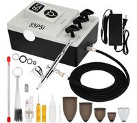 Ovaga Kit de système d'aérographe professionnel ultra silencieux 85 psi, double action, ensemble aérographe multifonction avec compresseur pour peinture, décoration de gâteau, maquillage, art