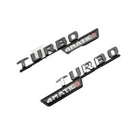 OVAIRES Autocollants de Logo de Voiture en Lettres chromées Noires 3D, adaptés for Mercedes A45S AMG W177, Accessoires Turbo 4matic, emblème de Coffre arrière(TB Plus Black 2pcs)