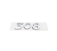OVAIRES Lettres 3D Noires Et Argentées 206 207 301 307 308 408 508, Emblème Adapté Au Coffre De Voiture Fit for Peugeot, Logo Arrière Autocollant(Silver 308)
