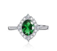 OVAL Diamond Art Deco Halo Ring pour les femmes Coup Cumbic Zirconia CZ Eternity Engagement Band de mariage Ruby Emerald Topaz Pink Gem Anniversary Bijoux de mode ouverte Rague ajustée (blanc)