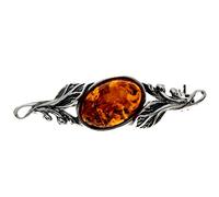 Oval Genuine Baltic Amber & Sterling Silver Classic Brooch - 4022