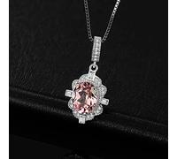 Oval Manganite Rose Sapphire Collier 925 Silver Pendant Pas de chaîne