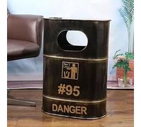 Oval Trash Can,Oval Metal Trash Can With Lid, 17.7x12.6x7.3in、25.6x19.3x11.4in Retro Gas Can Style, Removable Inner Bucket & Top Tray, For Home Bar Hotel Outdoor Spaces(Metallic,45x32x18.5cm)