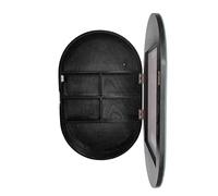 Oval Wooden Storage Mirror for Bathroom White Cosmetic Mirror with Shelf Black Wall Mounted nizer 80x50x14cm Perfect for Makeup and Essentials Storage