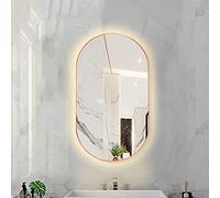 Ovale LED rétro-éclairé Miroir de Salle de Bain Dimmable 3 Température de Couleur Smart Mirror LED Lumière Murale Miroir de Maquillage avec Cadre en Alliage d'aluminium (Color : Rose Gold FR