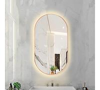 Ovale LED rétro-éclairé Miroir de Salle de Bain Dimmable 3 Température de Couleur Smart Mirror LED Lumière Murale Miroir de Maquillage avec Cadre en Alliage d'aluminium (Color : Rose Gold FR