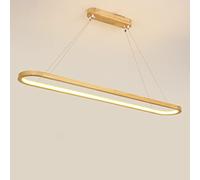 Ovale Lustre de Salle à Manger en Bois, Suspension luminaire suspendue Créative LED Lumière Blanche Chaude Plafonnier de Salon Moderne Rectangle Hauteur Réglable pour Bureau, Foyer, Cuisine, Ø90*20cm