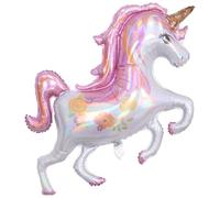 Ovanda Ballon licorne XXL - Dimensions : 118 x 92 cm - Décoration d'anniversaire licorne - Décoration d'anniversaire en forme de licorne magique - Ballon en aluminium 3D - Décoration d'anniversaire