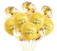Ovanda Ballons dorés Happy Birthday de 30,5 cm, ballons à l'hélium métallisés, ballons d'anniversaire, ballons à confettis dorés, ballons en latex, ballons à confettis pour fête prénatale, jubilé