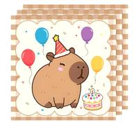 Ovanda Capybara - Lot de 20 serviettes en papier Capibara (33 x 33 cm) - Accessoire de fête d'anniversaire pour garçon et fille - Joli dessin animé Capybara - Serviettes en papier Capibara