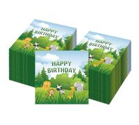 Ovanda finemark - Lot de 20 serviettes en papier - Motif animaux de la jungle - 33 x 33 cm - Pour anniversaire d'enfant - Motif animaux de la forêt - Vert