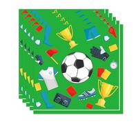 Ovanda finemark Lot de 20 serviettes en papier pour anniversaire d'enfant (33 x 33 cm), vertes, motif football, décoration d'anniversaire sur le thème du football, décoration de table sur le thème du