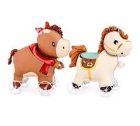 Ovanda Generic Lot de 2 ballons gonflables en aluminium avec roues pour chevaux, anniversaire et anniversaire d'enfant, décoration d'anniversaire pour fille, cheval gonflable en 2 designs comme