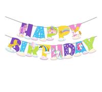Ovanda Guirlande Happy Birthday, décoration d'anniversaire pour fille, guirlande de fanions d'anniversaire, décoration d'anniversaire licorne, bannière Happy Birthday, décoration d'anniversaire