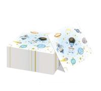 Ovanda Lot de 20 serviettes en papier bleues avec système solaire, galaxie, espace premier voyage autour du soleil, décoration de table