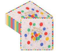 Ovanda Lot de 20 serviettes en papier Happy Birthday 33 x 33 cm - Confettis multicolores - Décoration d'anniversaire pour garçon et fille
