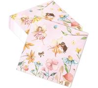 Ovanda Lot de 20 serviettes en papier motif papillon fée - Décoration d'anniversaire - 33 x 33 cm - Serviettes pour anniversaire de fille - Rose - Pour printemps, carnaval, Pâques