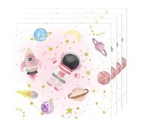 Ovanda Lot de 20 serviettes en papier pour fête spatiale, planète, système solaire, galaxie, serviettes spatiales, premier voyage autour du soleil, anniversaire, fête prénatale, décoration de table