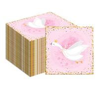 Ovanda Lot de 20 serviettes en papier rose cygne blanc (33 x 33 cm), décoration de table d'anniversaire pour fille, pour Saint-Valentin, fête de mariage, fête de fille, anniversaire