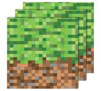 Ovanda Lot de 20 serviettes Happy Birthday - Motif pixel - Serviettes d'anniversaire pour fille et garçon - Mine Gamer - Serviettes Happy Birthday