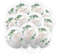 Ovanda Lot de 24 ballons de mariage - 30,5 cm - En forme de cœur - Eucalyptus - Blanc - Pour demande en mariage, fiançailles, bureau civil - Décoration de mariage