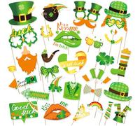 Ovanda Lot de 30 accessoires de boîte photo, accessoires de fête de la St Patrick, trèfle à quatre feuilles, pour carnaval, mariage, fête, décoration de table d'anniversaire, nouvel an