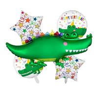Ovanda Lot de 5 ballons en forme de crocodile - Vert - Gonflables - Décoration d'anniversaire - Décoration d'anniversaire - Crocodile - Décoration d'anniversaire - Cadeau