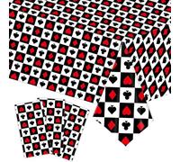 Ovanda Nappe de poker, 274 x 137 cm, nappe rectangulaire sur le thème de casino, nappe de table de poker, nappe de fête de poker, chemin de table de fête, chemin de table en plastique, pour