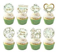 Ovanda Oh Baby Cake Topper - Décoration de gâteau pour bébé garçon et fille, 8 designs, décoration de fête prénatale, révélation du genre et gâteau de couches, décoration pour muffins et gâteaux