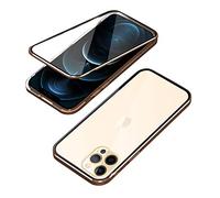 OVANN Coque pour iPhone 12 Pro Max 6.7-Pouce Anti Séparé Adsorption Magnétique Tech Housse 360 Protection CNC Tout Droit Aluminium Cadre Verre Trempé Étui Antichoc Métal Aimant Flip Cover