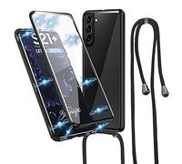 OVANN Détachable Cordon pour Samsung Galaxy S21+ S21 Plus Adsorption Magnétique Coque Anti Séparé Conception, Collier Housse 360 Protection Cover Aluminium Cadre Dual Verre Lanière Etui Antichoc Case
