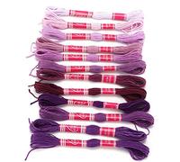 OVAQUIXI 12 Pièces Boîte de Fil à Broder Ensemble de Fil de Polyester dégradé de Couleur Vive sans Décoloration pour la Broderie Bracelets d'amitié Bricolage Artisanat (PURPLE)