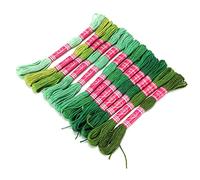 OVAQUIXI 12 Pièces Boîte de Fil à Broder Ensemble de Fil de Polyester dégradé de Couleur Vive sans Décoloration pour la Broderie Bracelets d'amitié Bricolage Artisanat (Série verte)
