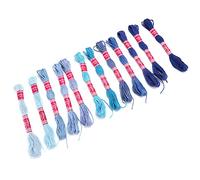 OVAQUIXI 12 Pièces Boîte de Fil à Broder Ensemble de Fil de Polyester dégradé de Couleur Vive sans Décoloration pour la Broderie Bracelets d'amitié Bricolage Artisanat (couleur bleue)